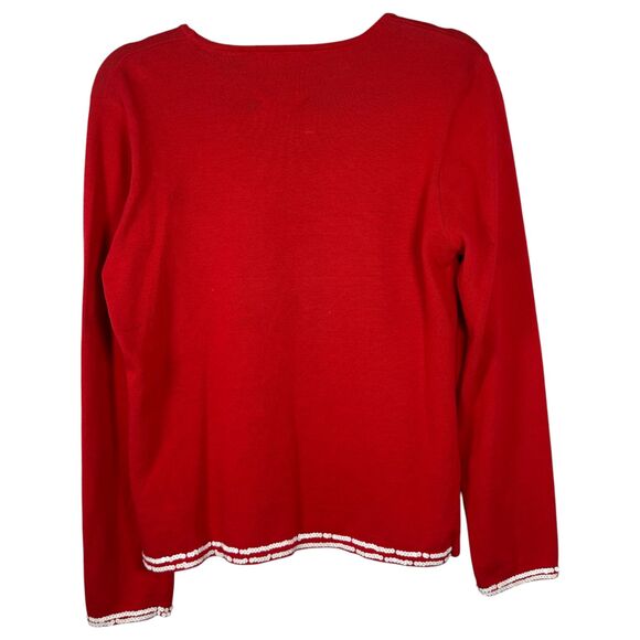 Michael Simon Event Vintage Snowman Red Sequin Sweater Women's Size Petite Small - Picture 4 of 4